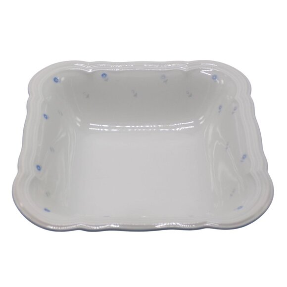 Marie Luise Seltmann Weiden Porcelain White Blue Floral Square Serving Bowl 9" - Picture 1 of 4